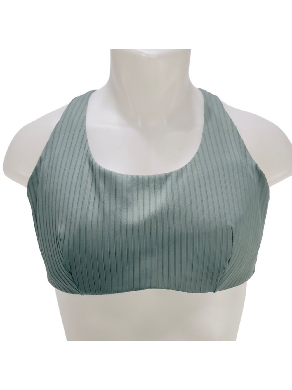 ATHLETA Women's Bikini Top Green Scoop Neck Adjustable Straps Size 40DD